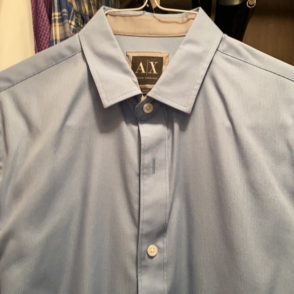 PERFECT CONDITION ARMANI EXCHANGE BLUE BUTTON DOWN SHIRT‼️ - Picture 2 of 3